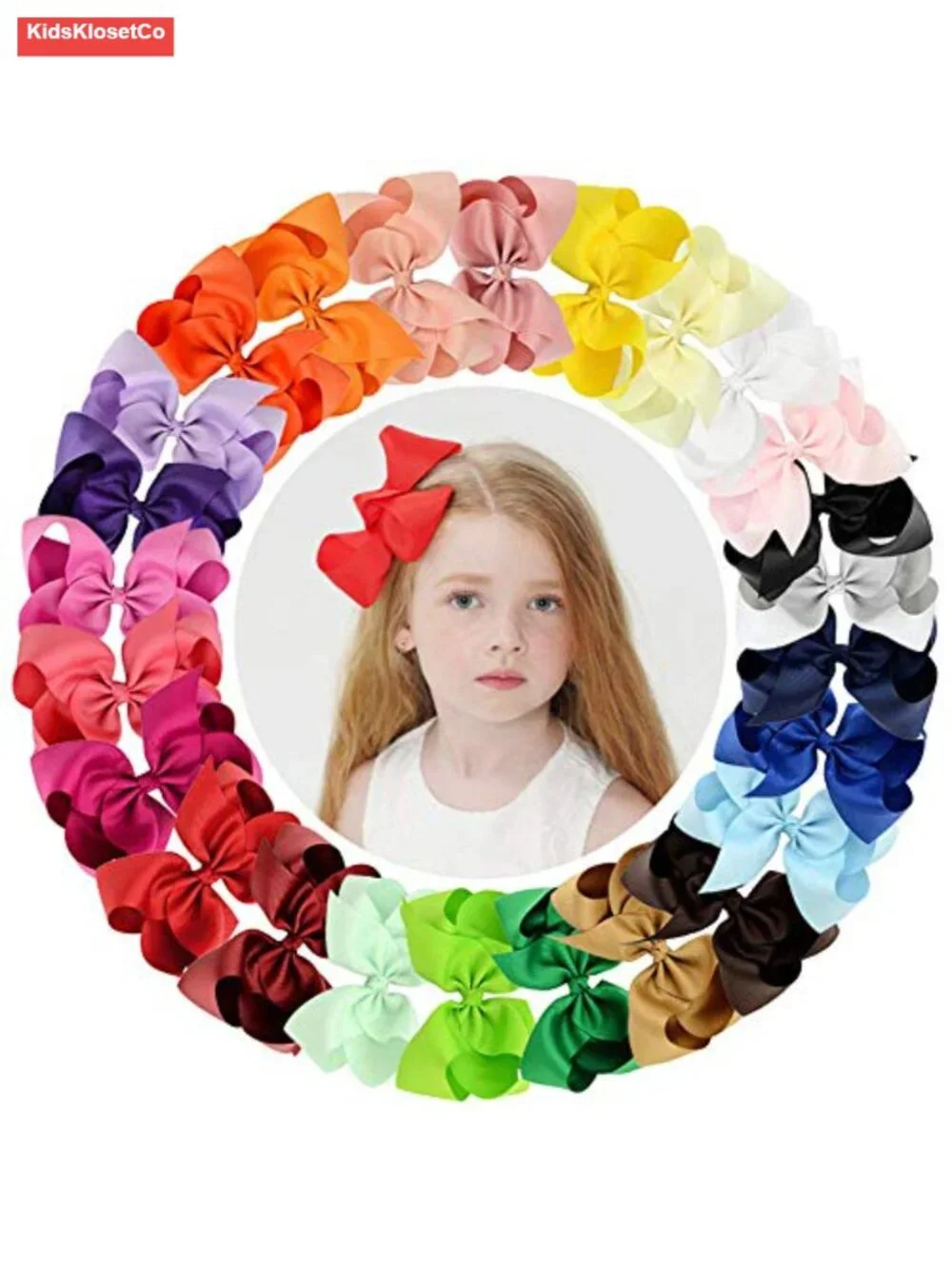 25 Big 6 Inch Grosgrain Ribbon Hair Bows with Alligator Clips for Girls